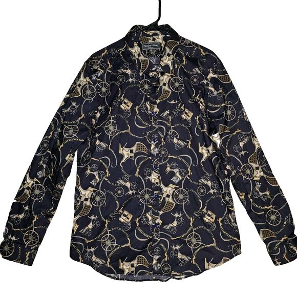 Paisley & Gray Big & Tall Mens Slim Fit Coach Print Button Down Long Sleeve XXL - Picture 2 of 12